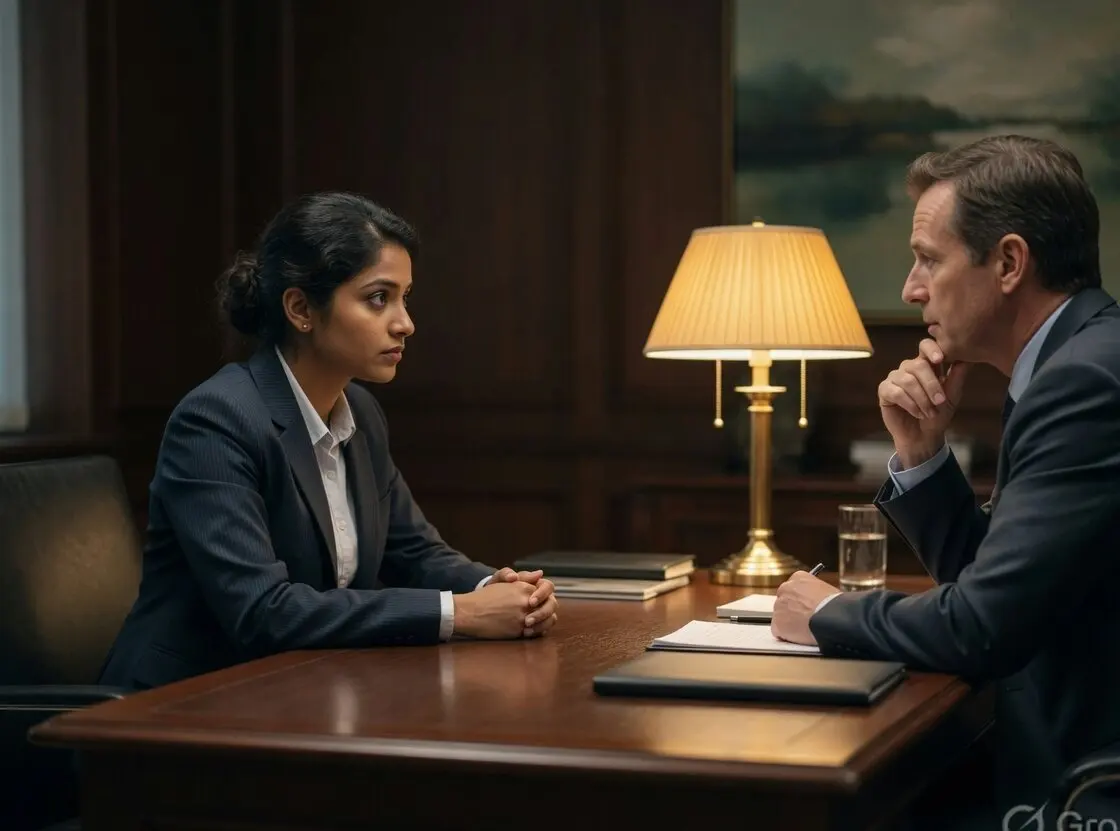 A mock interview in a professional setting